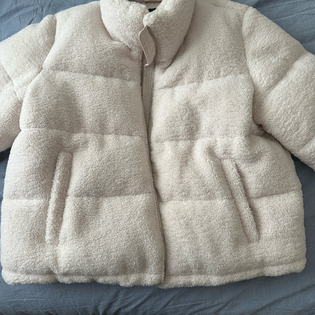 Dynamite Cream Teddy Puffer Jacket